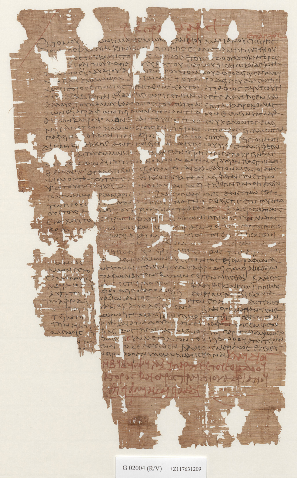 Abb. 6: Protokoll eines Prozesses aus dem römischen Ägypten, Arsinoe (Medinet el Fayum), 124 n. Chr., ÖNB, Papyrussammlung, P. Vindob. G 2004