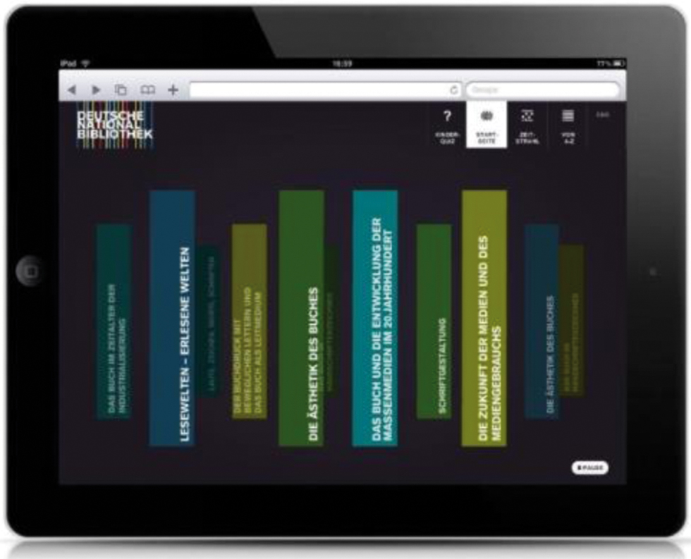 Abb. 6  Startseite der virtuellen Ausstellung des Deutschen Buch- und Schriftmuseums der Deutschen Nationalbibliothek zu 5 000 Jahre Mediengeschichtemediengeschichte.dnb.de.