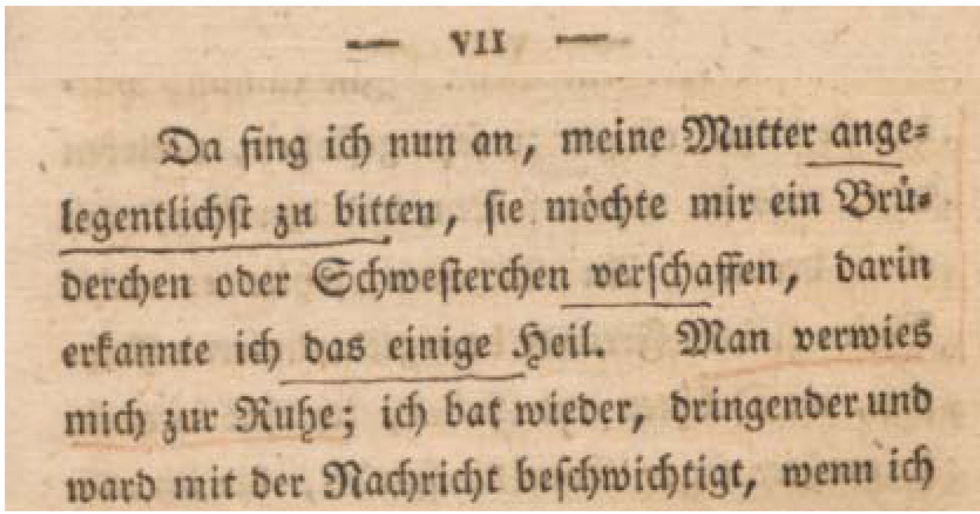 Abb. 2 
          Beispiel eines Teils eines echten Scans mit handschriftlichen Unterstreichungen. Die letzte Unterstreichung ist wesentlich dezenter und kann bei der Binarisierung verloren gehen.
        