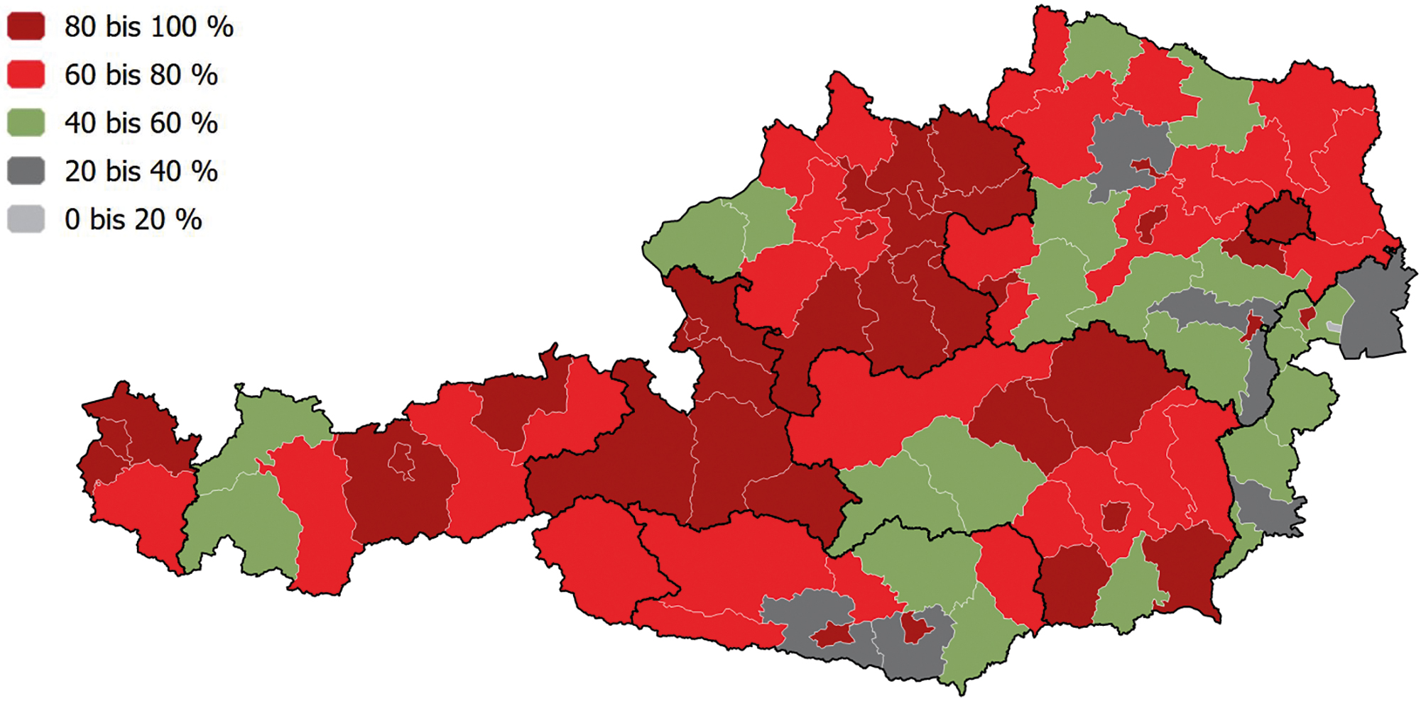 Abb. 1 Versorgungsgrad 2019 (nach Bezirken)