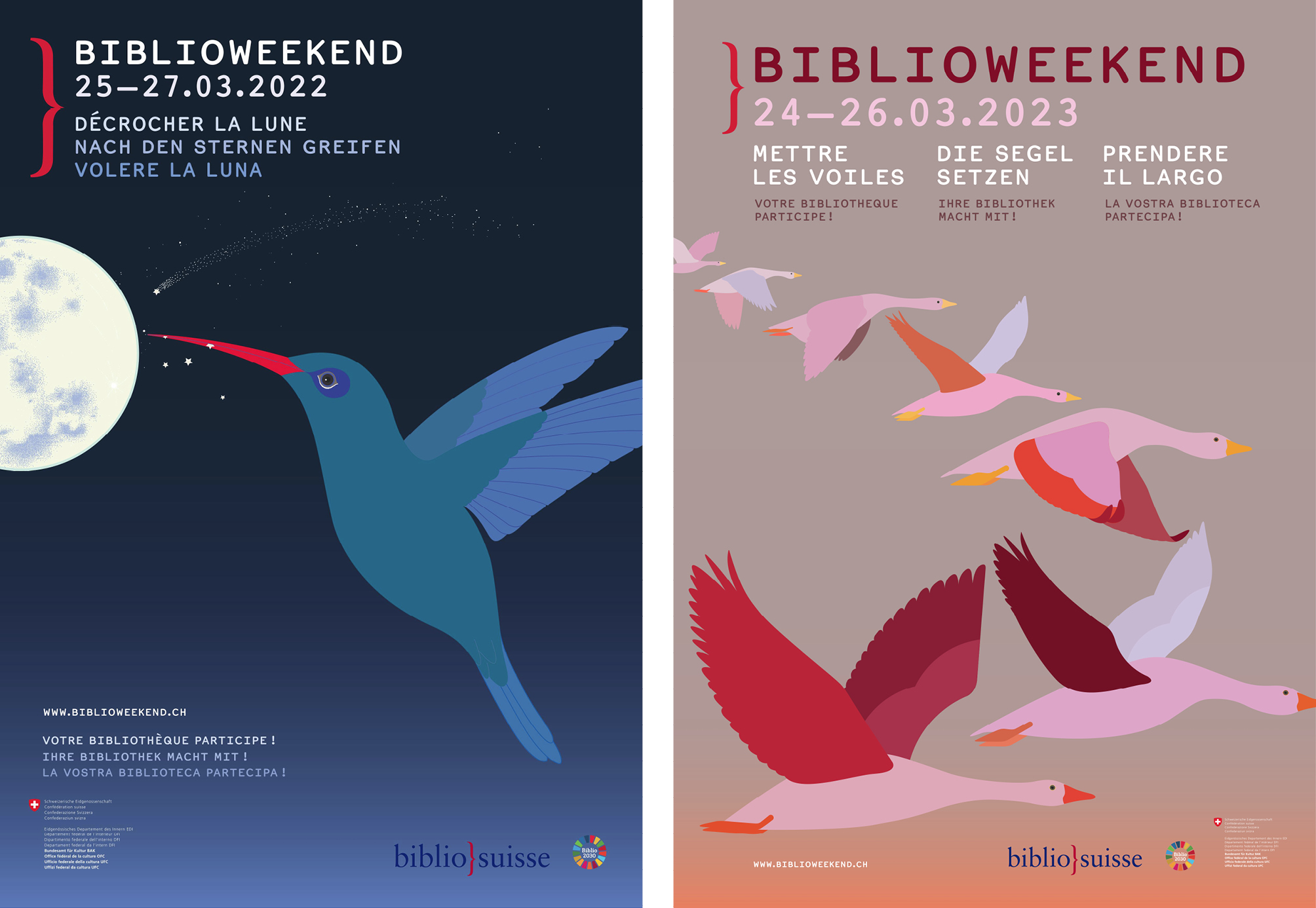 Abb. 1: Plakate BiblioWeekend 2022 und BiblioWeekend 2023