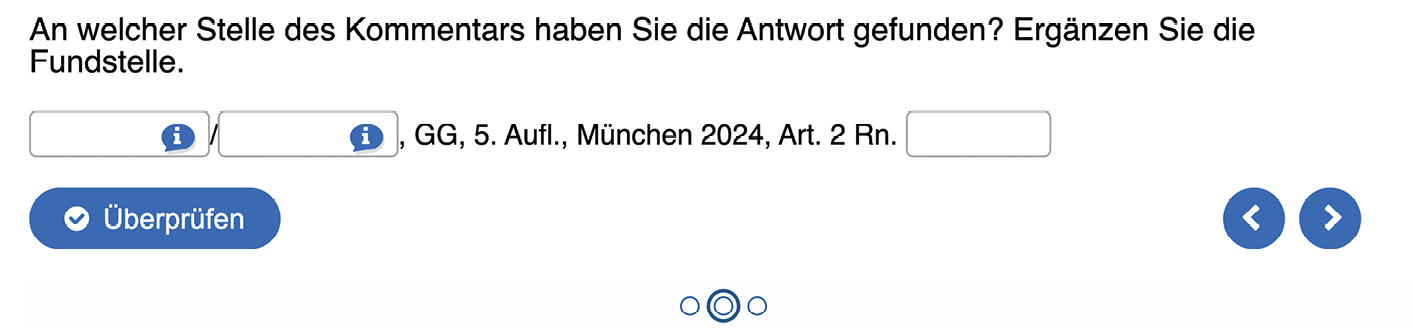 Abb. 2: Übung zur richtigen Zitation von Kommentaren unter Nutzung des Online-Kommentars