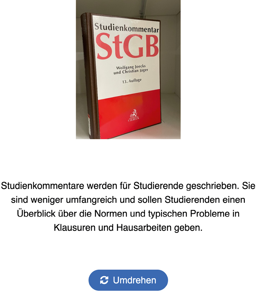 Abb. 7: Flashcards als Möglichkeit, mit analogen Büchern in Kontakt zu kommen