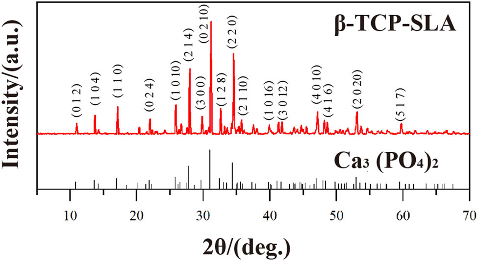 Figure 2
XRD analysis of the β-TCP plates produced by SLA 3DP.