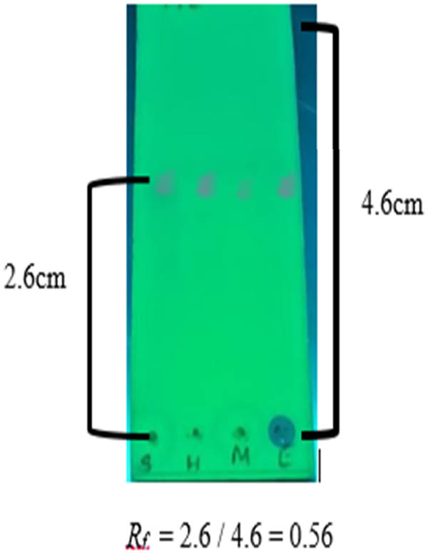 Figure 2
TLC to identify thymoquinone under UV light.