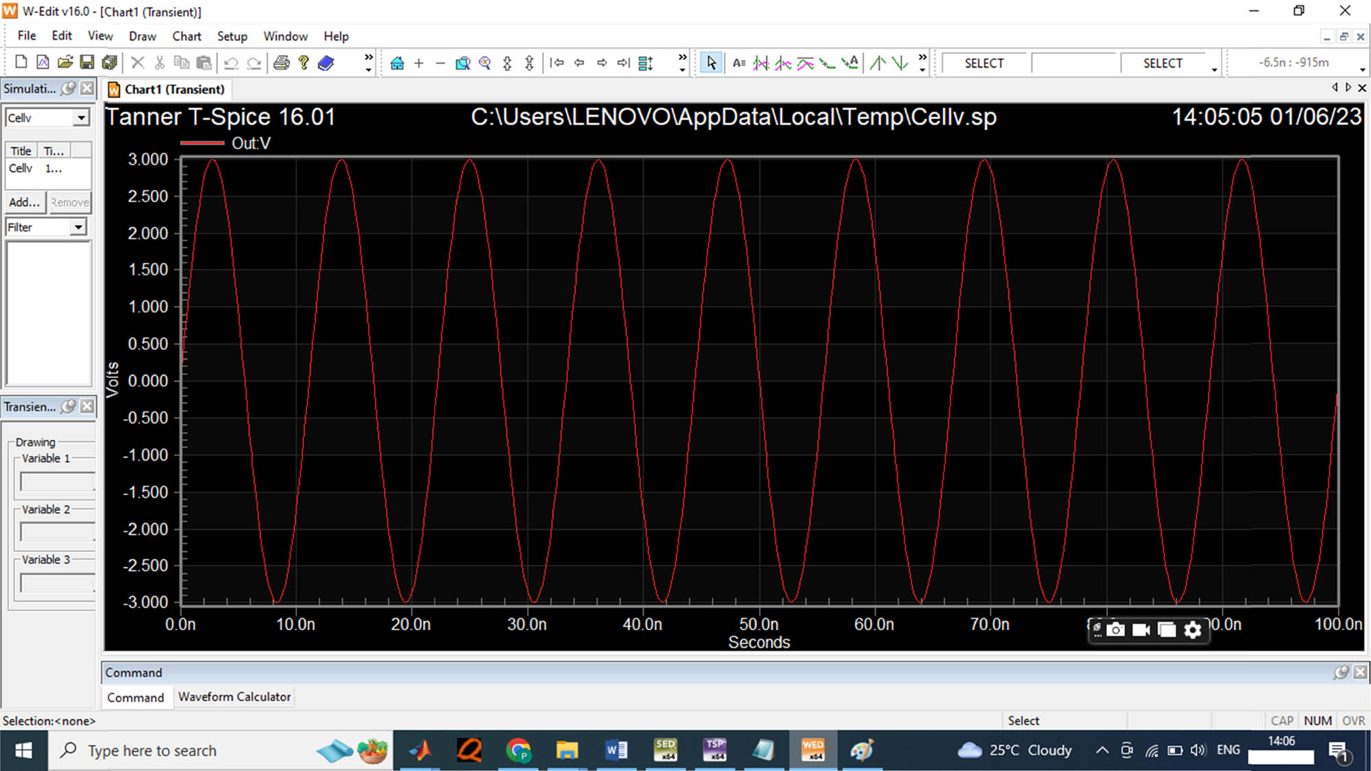 Figure 11 
               3 V input wave generated from function generator.
            