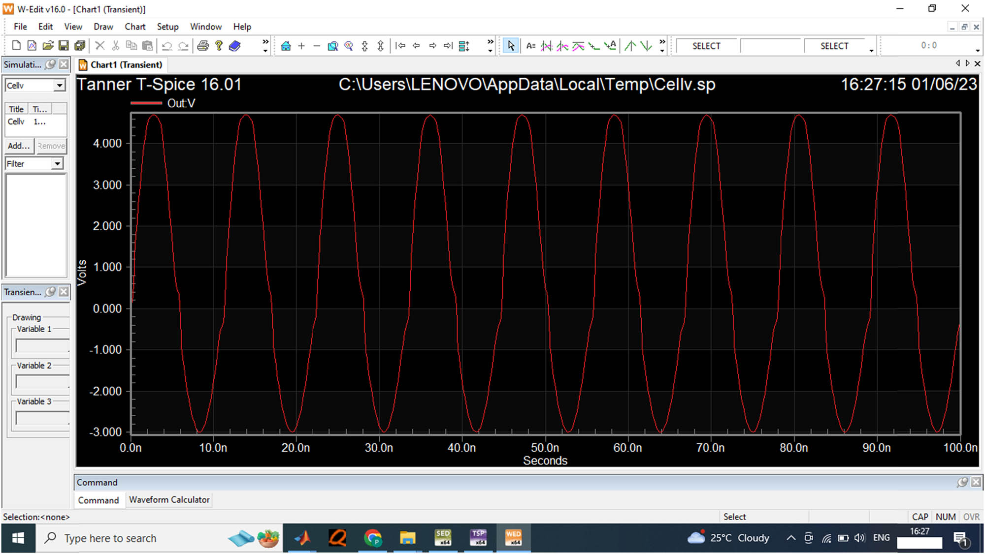 Figure 13 
               5 V input wave generated from function generator.
            
