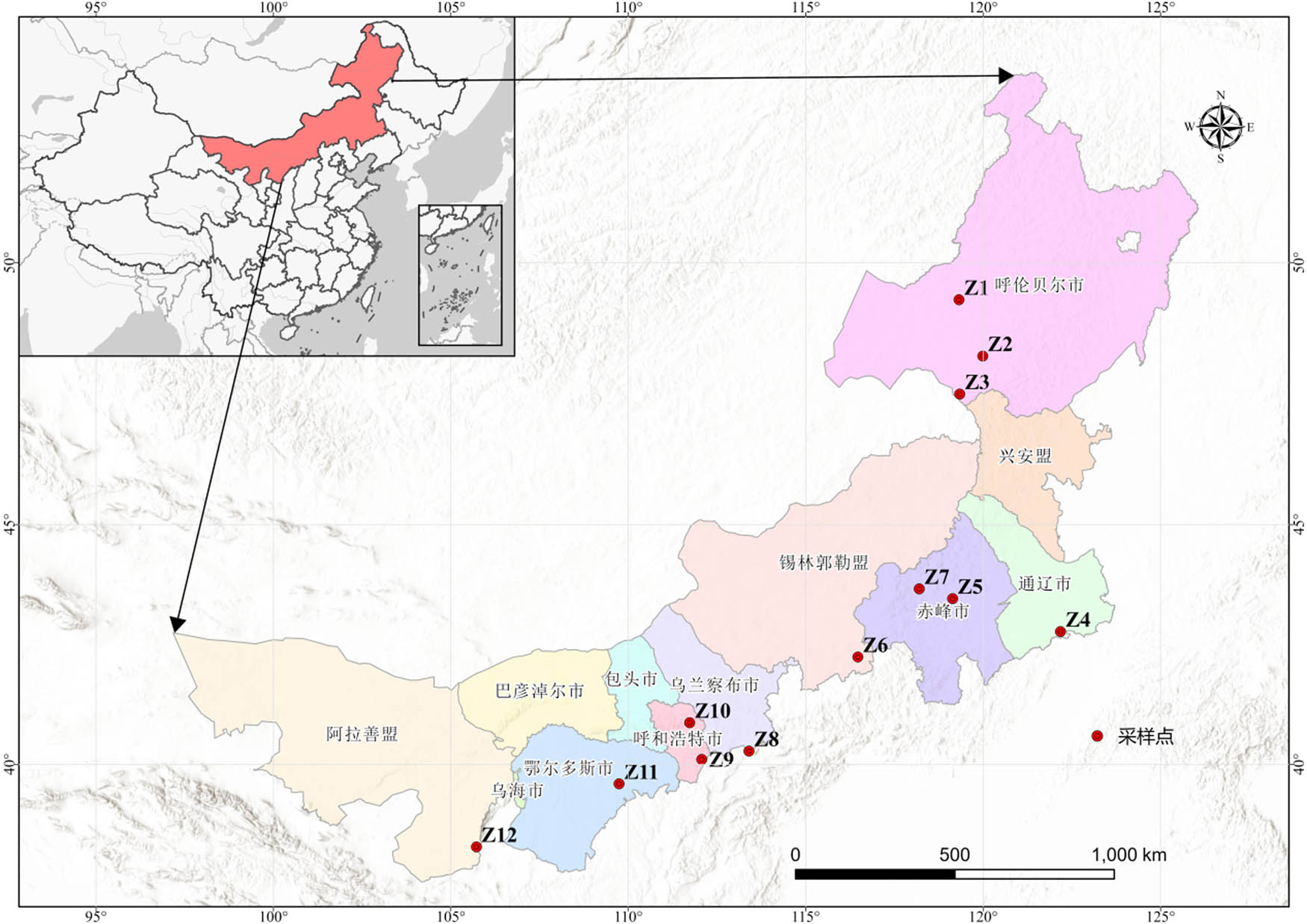 Figure 1 
                  A map of sampling sites.
               