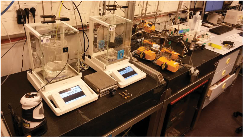 Figure 2: VSL set-up for syringe pump calibration by gravimetric method.