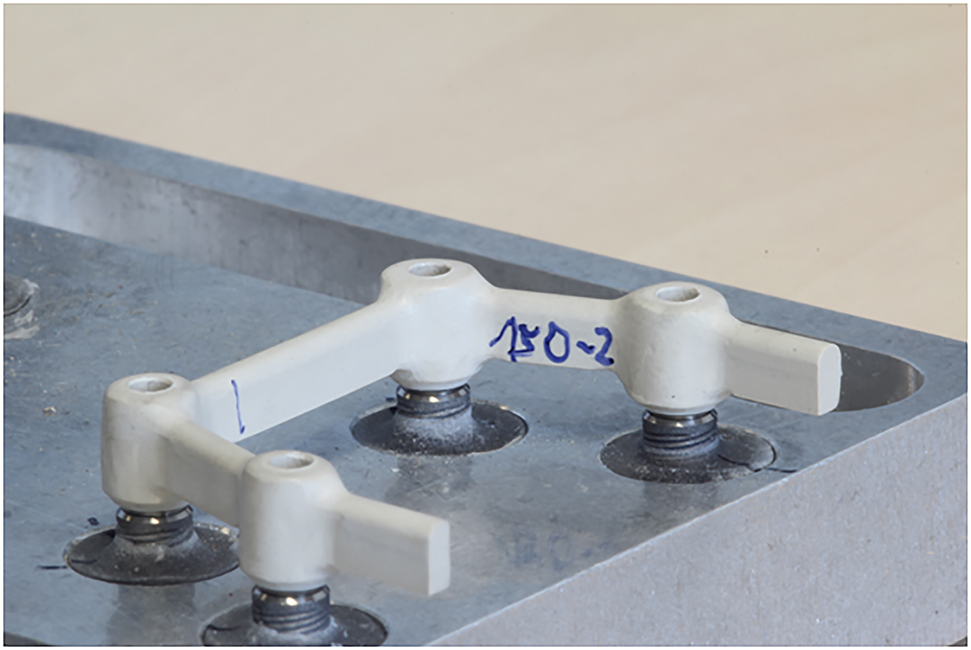 Figure 2: The implants were embedded in a resin 3 mm below the implant shoulder.