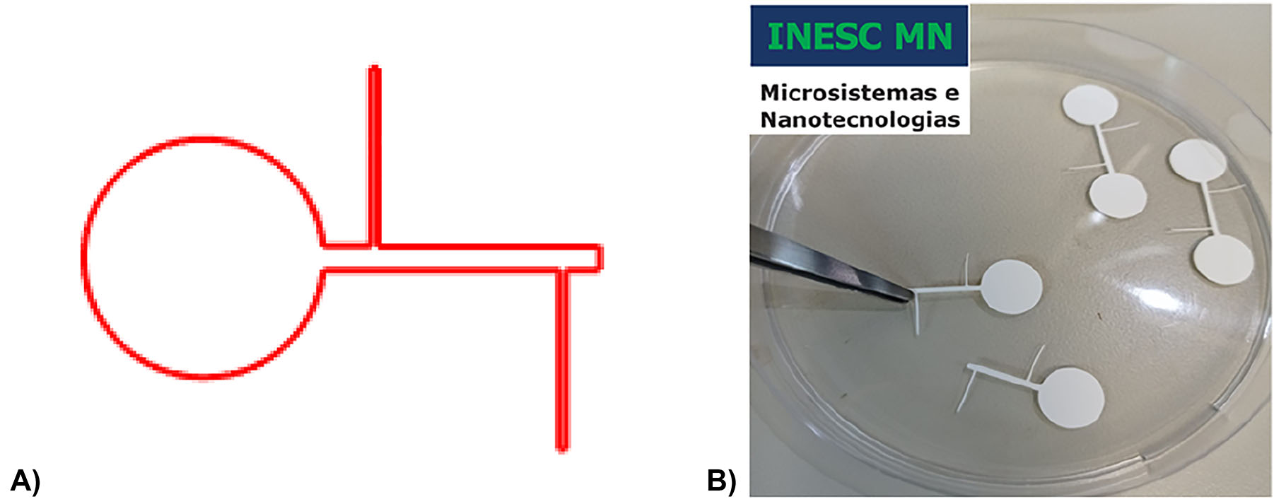 Figure 4:
Shape of the cellulose membrane to be integrated in the EO pump. (A) Design imported to the silhouette studio software and (B) individualized cellulose filter.