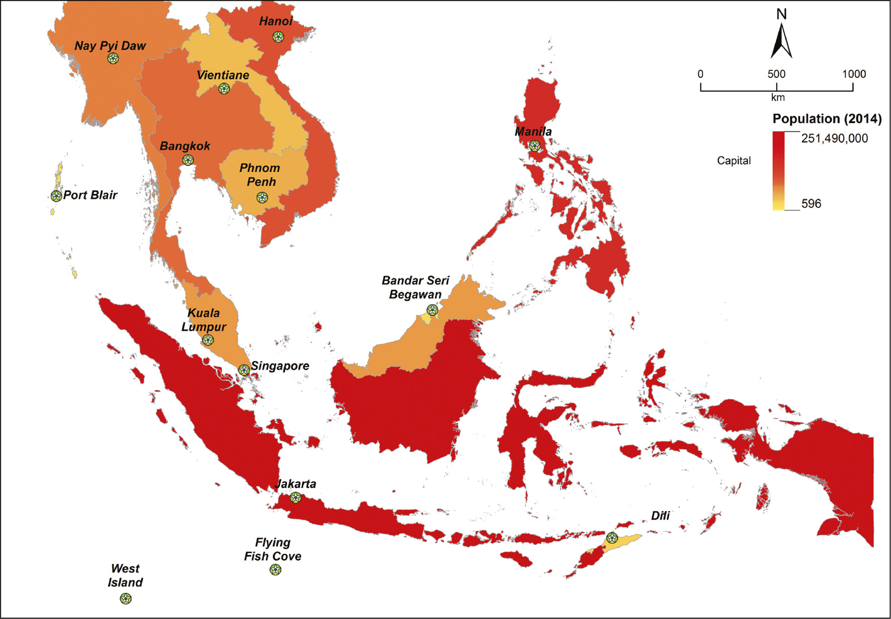 Figure 1: Total population by country in Southeast Asia.Population figures derived from www.worldatlas.com﻿.