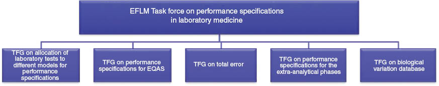 Figure 1: Structure of the EFLM task force on performance specifications in laboratory medicine.