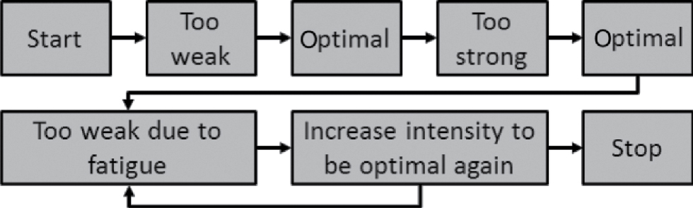 Figure 1 Flow diagram of stimulation status during a typical grasping motion.
