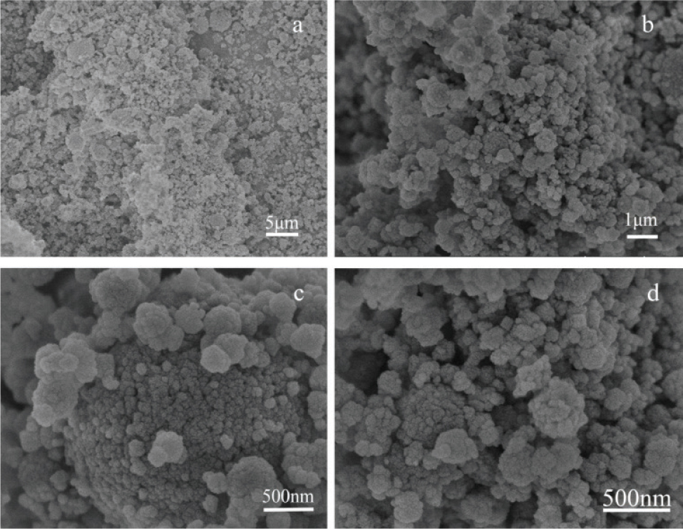 Figure 3 SEM images of CaF2 nano-powder. Where the sample was produced on the basis of the reaction time 70 min, the temperature 40°C, the Ca/F molar ratio 0.4.