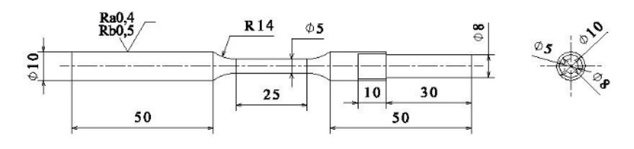 Figure 1 Used tensile samples for SSRT (Unit:mm).