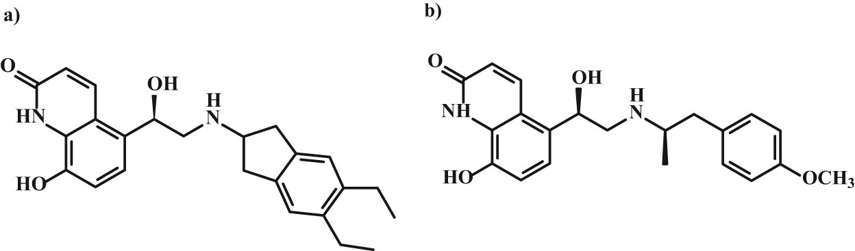 Figure 12 Chemical structure of (a) indacaterol and (b) carmoterol.