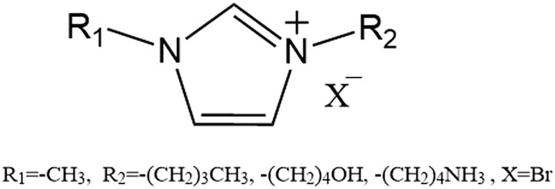 Figure 1 Scheme of three different imidazolium-based ILs.