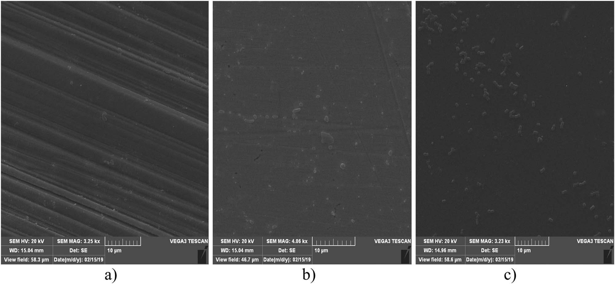 Figure 2 SEM micrographs of a – zirconia composite, b – metal alloy, c – composite.