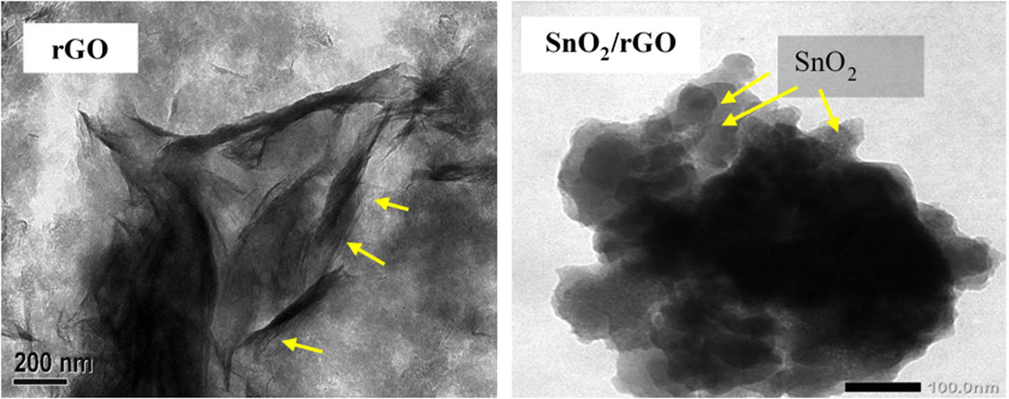 Figure 5
TEM image of rGO and SnO2/rGO.