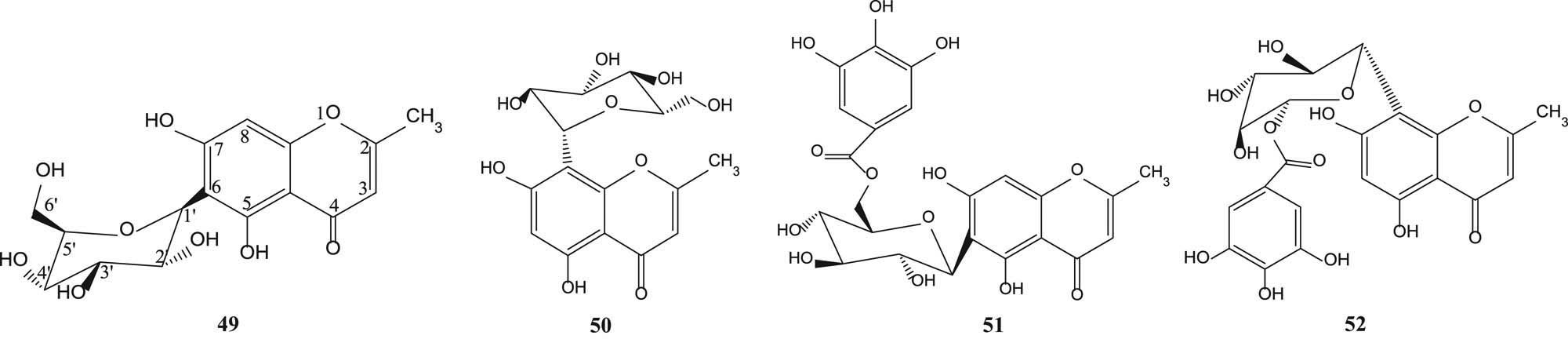 Figure 3 Chromone glycosides from various parts of S. aromaticum.