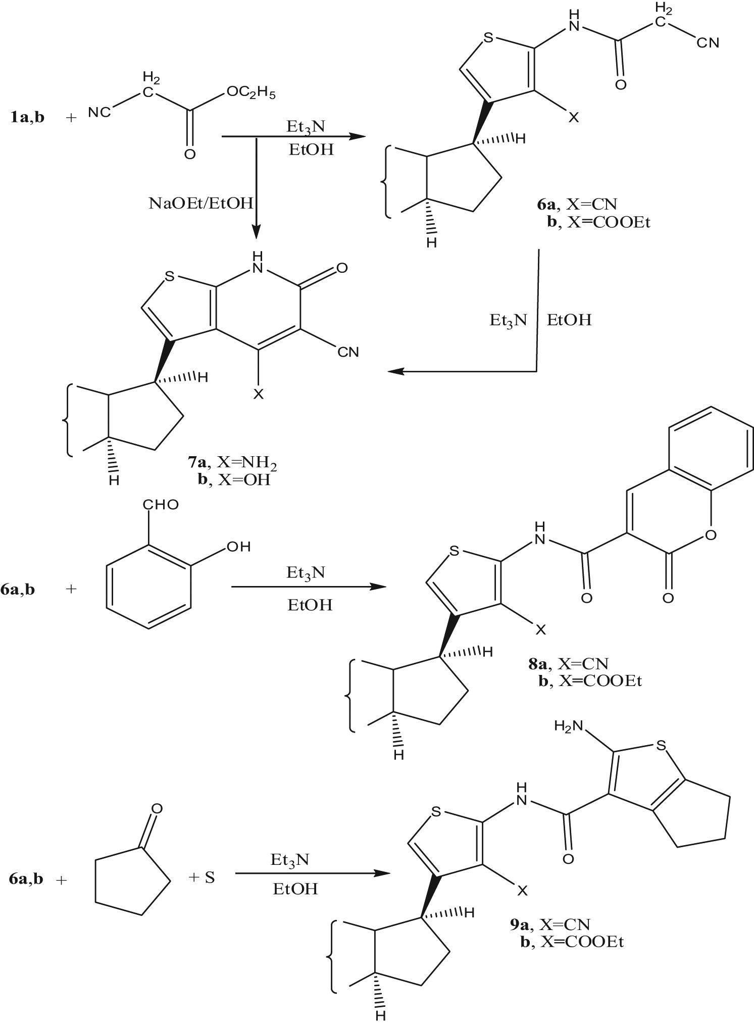 Scheme 2
Synthesis of compounds 6a,b, 7a,b, 8a,b and 9a,b.