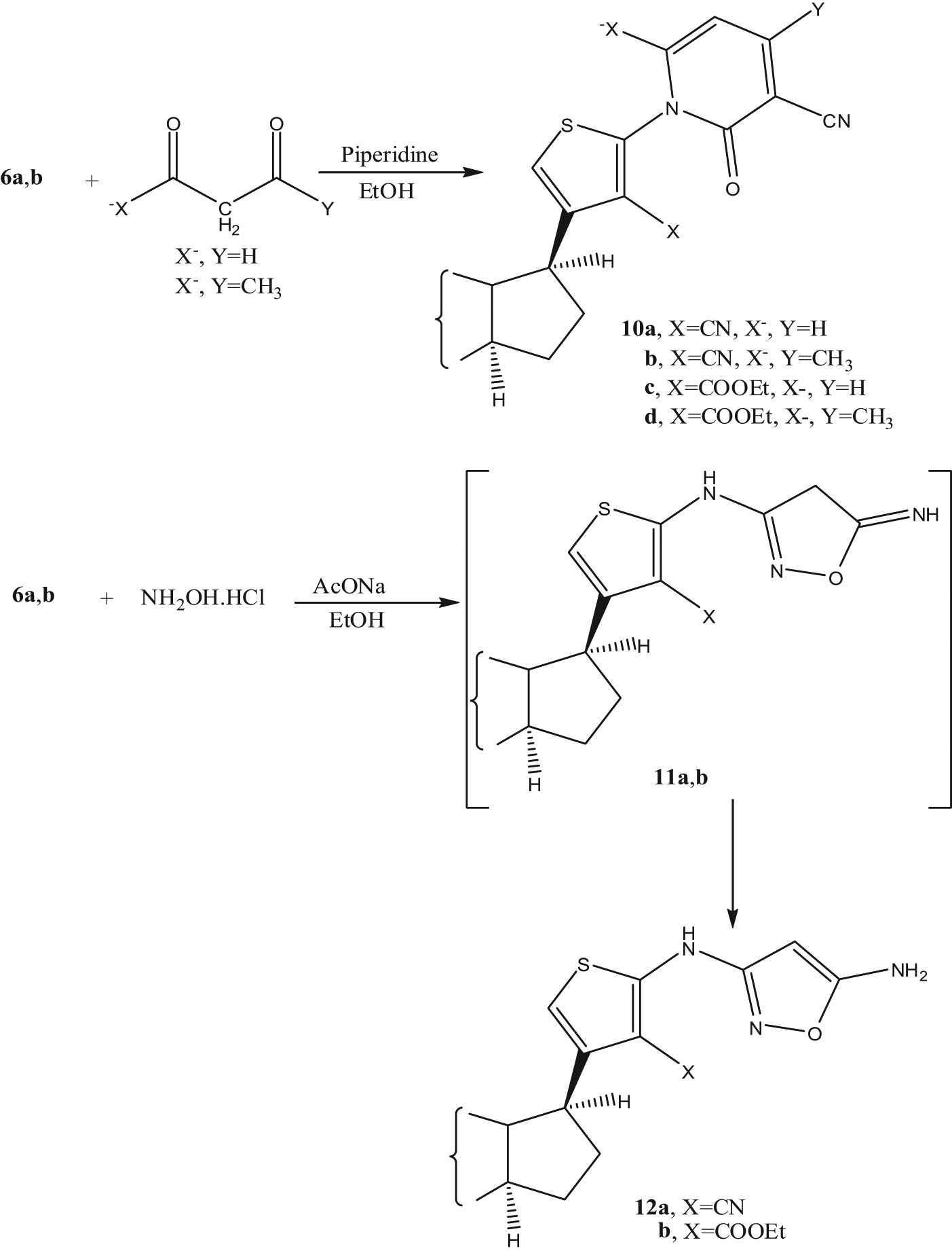 Scheme 3
Synthesis of compounds 10a–d and 12a,b.