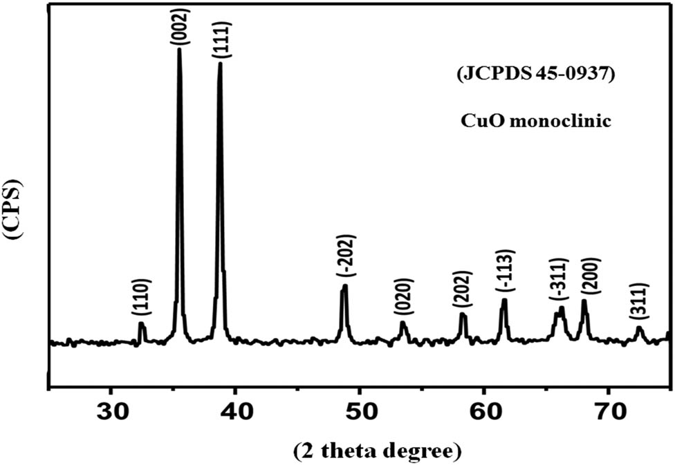 Figure 1
XRD patterns of CuO nanostructures.