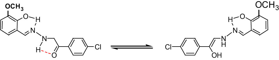 Figure 5
Tautomerism change in the methoxy-diim ligand from the keto to the enol form in the alkaline media.