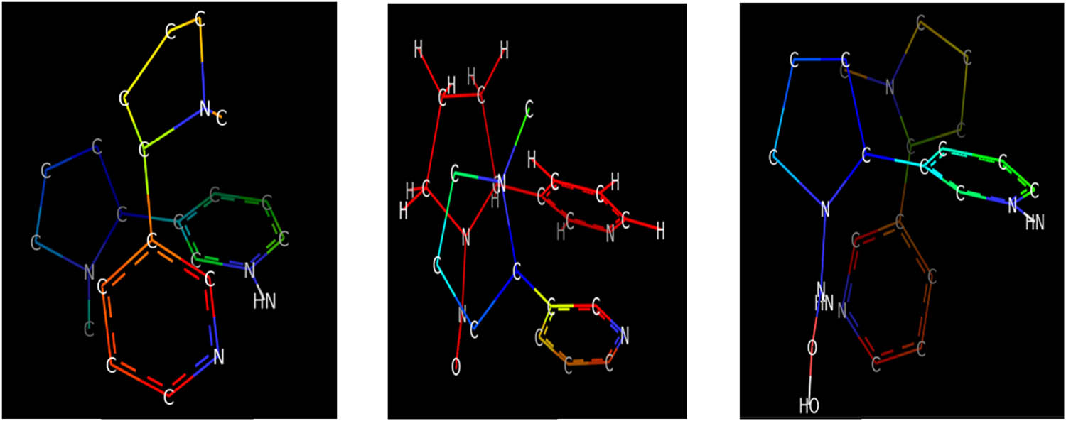 Figure 8
Docking results of three compounds (Nicotine, NNK, and NNA) with the ligand showing RMSD and binding affinity.