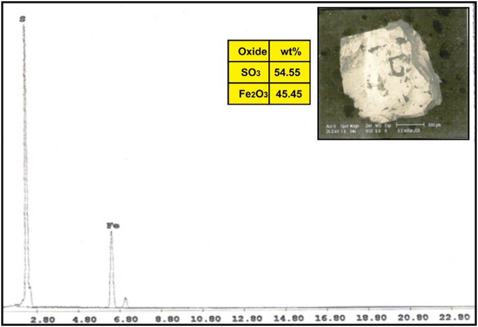 Figure 18
ESEM-EDX analysis of pyrite in dolerite dike at Wadi Geba.
