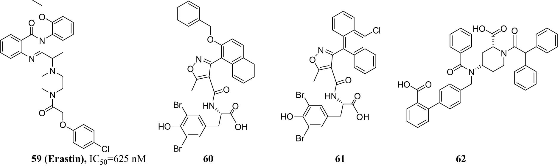Figure 19 
                     Chemical structures of compounds 59–62.
                     
                  