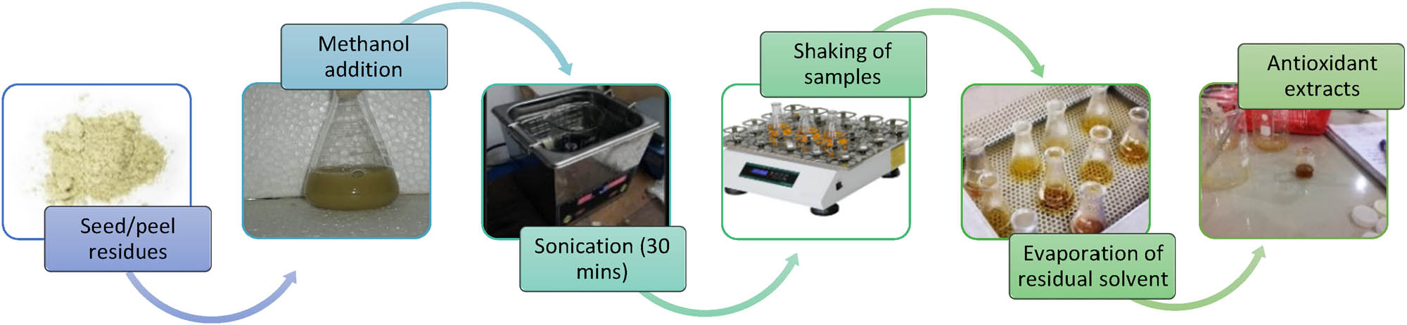 Figure 2
Extraction of antioxidants from grapefruit peel/Moringza seed residues.