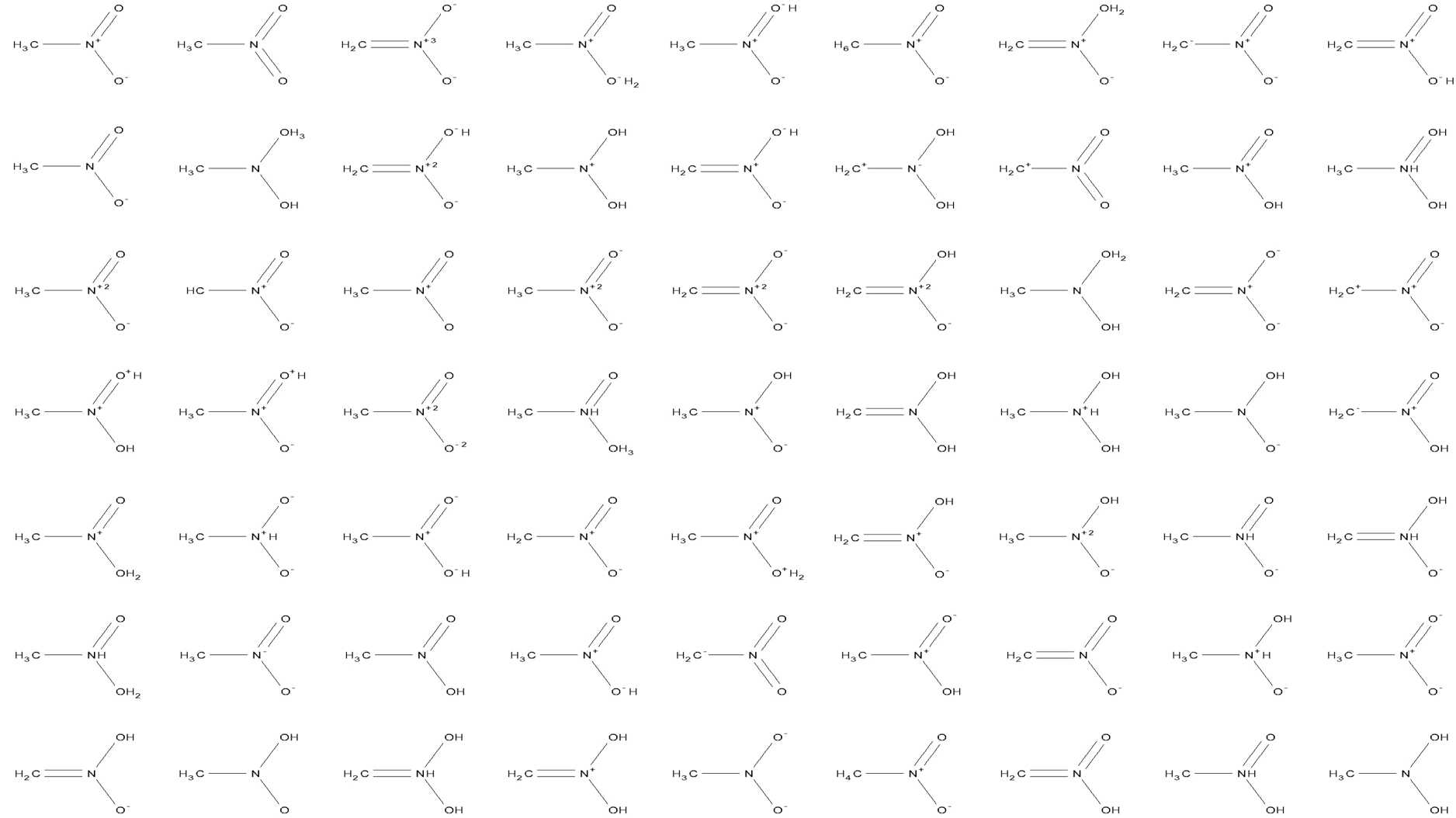 Figure 1. Variations on nitromethane (courtesy of PubChem) [17]