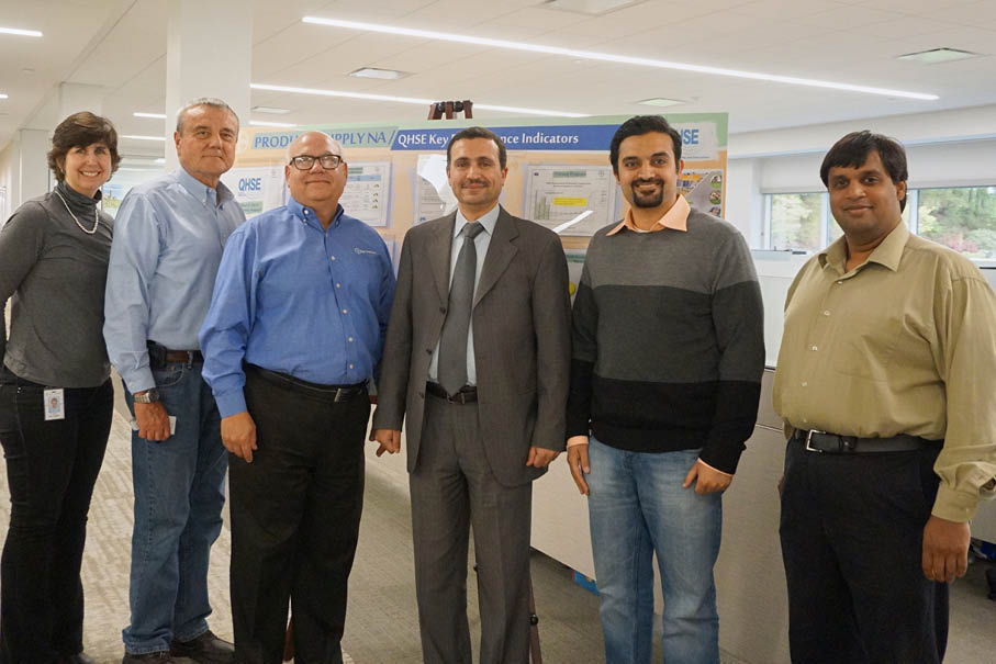 Dr. Youssef with Bayer CropScience hosts. Left to right: Laura McConnell, Lennie Scott, Bob Lockemer, Ahmed Youssef, Rehan Baig, and Darren Deonarine