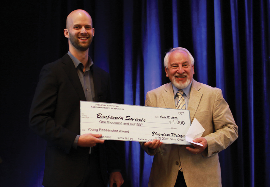 Benjamin Swarts (left), Central Michigan University, winner of the ICO Young Researcher Award, with Zbigniew Witczak, incoming President, International Carbohydrate Organization