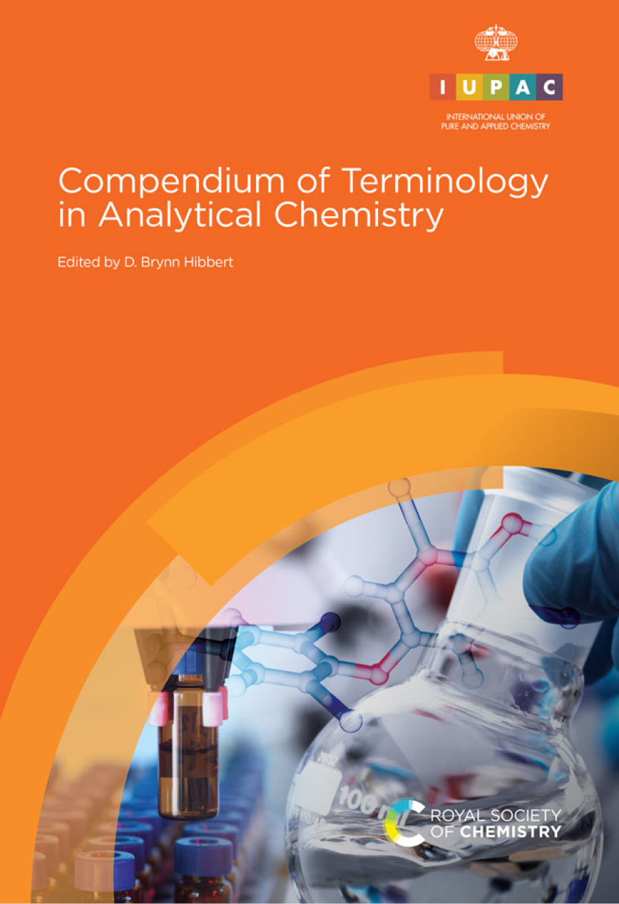  
          Figure 1: Front cover of “Compendium of Terminology in Analytical Chemistry, 4th edn” – “the Orange Book.” https://iupac.org/what-we-do/books/orangebook/
        