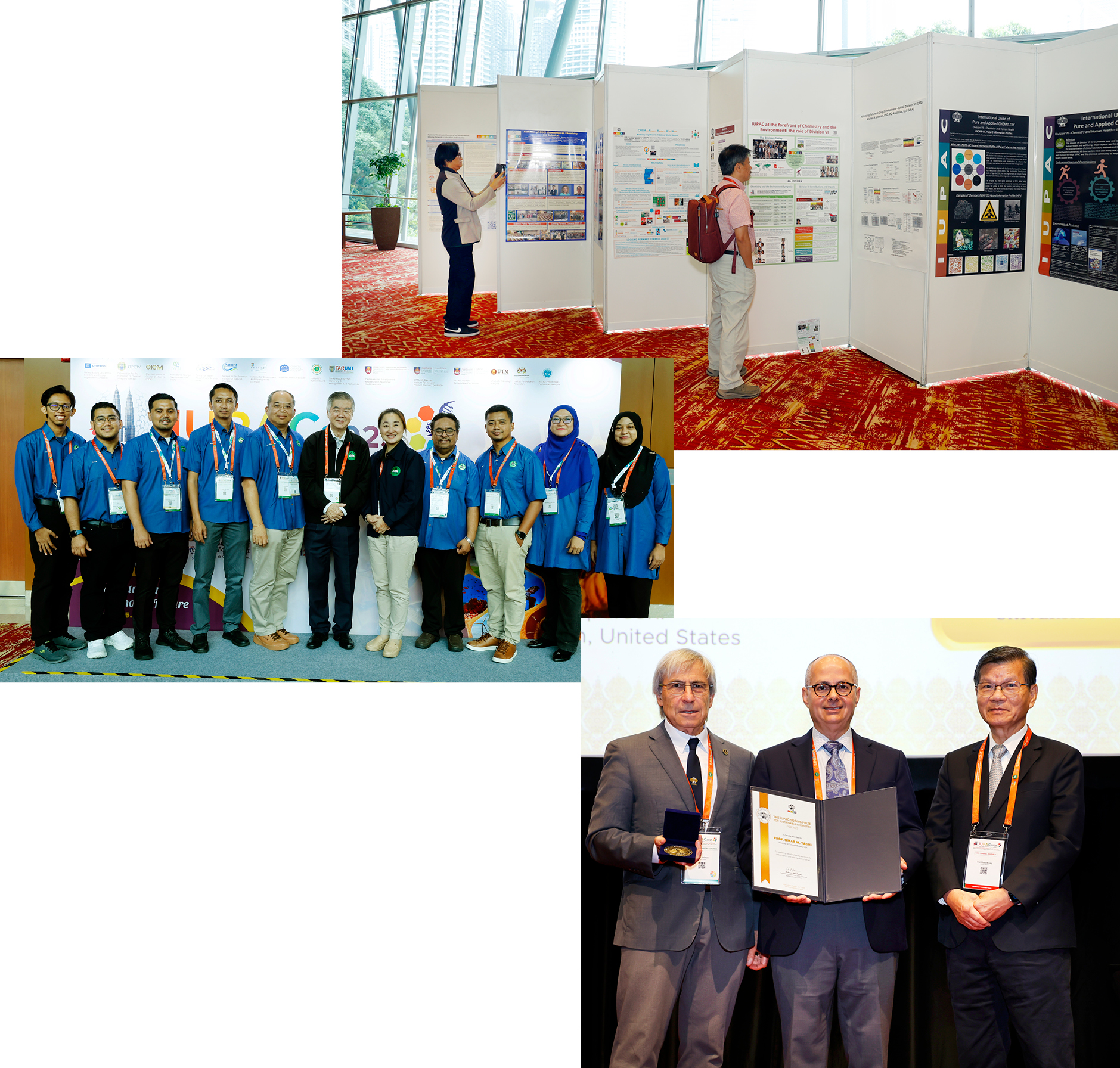Below: Omar Yaghi received the IUPAC-Soong Prize, on 16 Jul 2025; pictured with Ehud Keinan, IUPAC President (left) and Chi-Huey Wong.