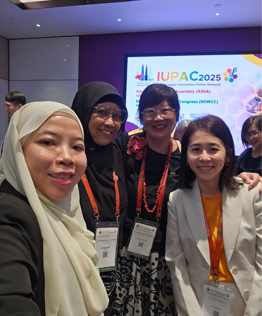  
          From left, Nurul Huda (Universiti Kebangsaan, Malaysia; SDG5 Symposium organizing committee), Zuriati Zakaria (Institut Kimia, Malaysia), Mei-Hung Chiu (National Taiwan National University), and Siu Yee New (University of Nottingham, Malaysia)
        