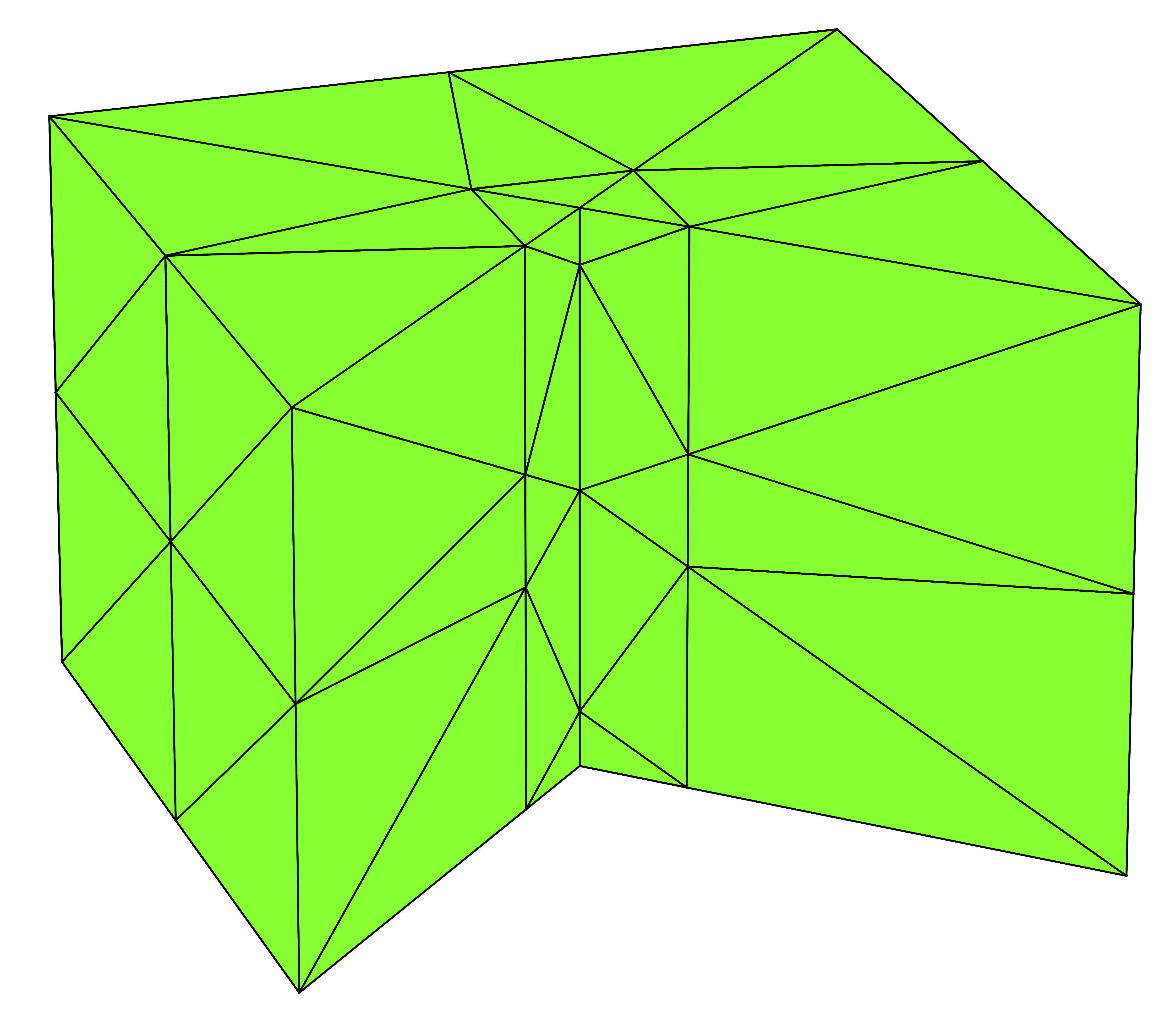 Figure 3 
               Graded meshes on the prism domain (left to right): the initial mesh, mesh after one refinement, mesh after three refinements (
                     
                        
                           
                              
                                 κ
                                 e
                              
                              =
                              
                                 κ
                                 c
                              
                              =
                              0.2
                           
                        
                        
                        {\kappa_{e}=\kappa_{c}=0.2}
                     
                  ).
            