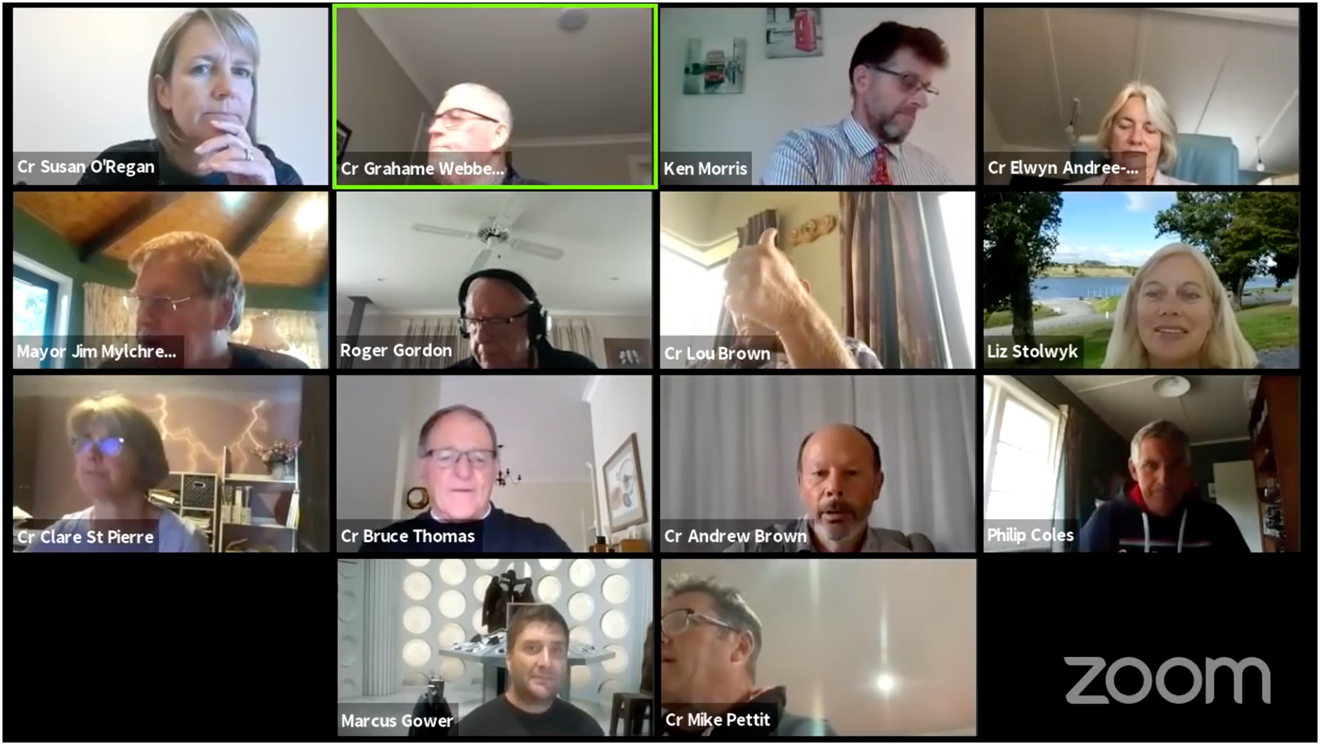 Figure 14: 
Gallery view of the Waipo District Council meeting available for viewing at https://www.youtube.com/watch?v=3cZla4RyUUk.
