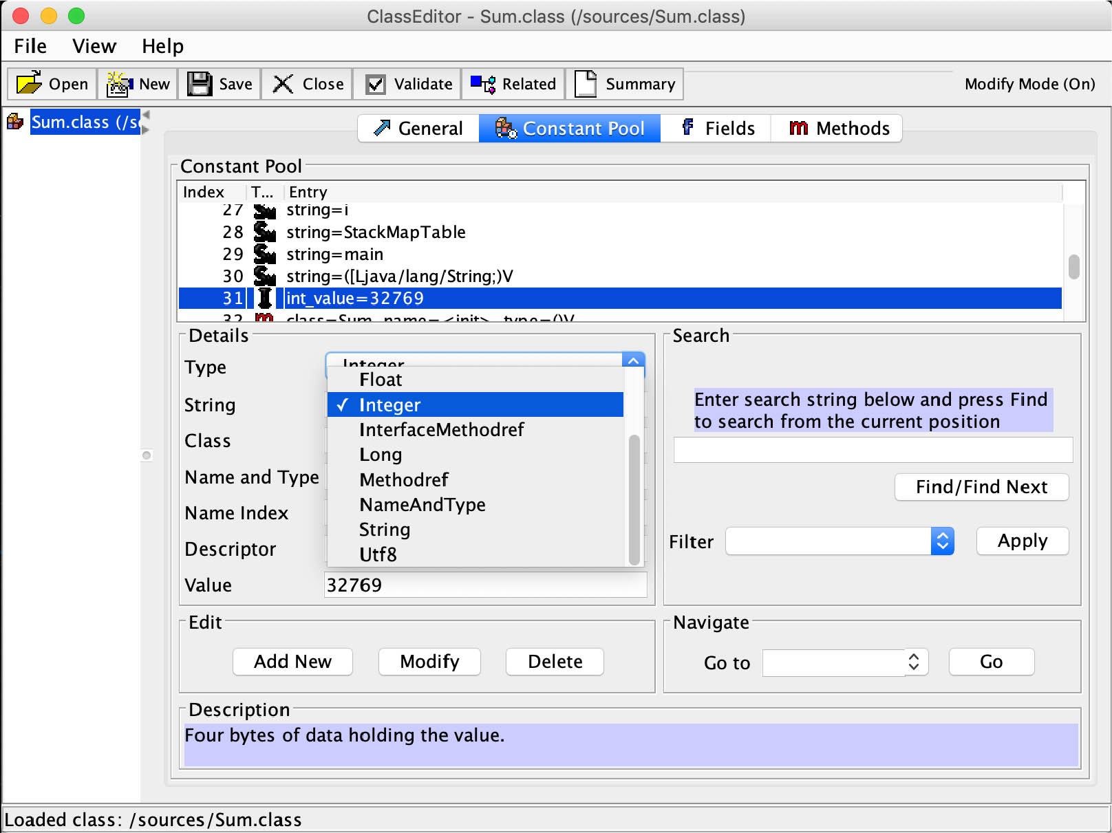 Selected tools for Java class and bytecode inspection in the ...