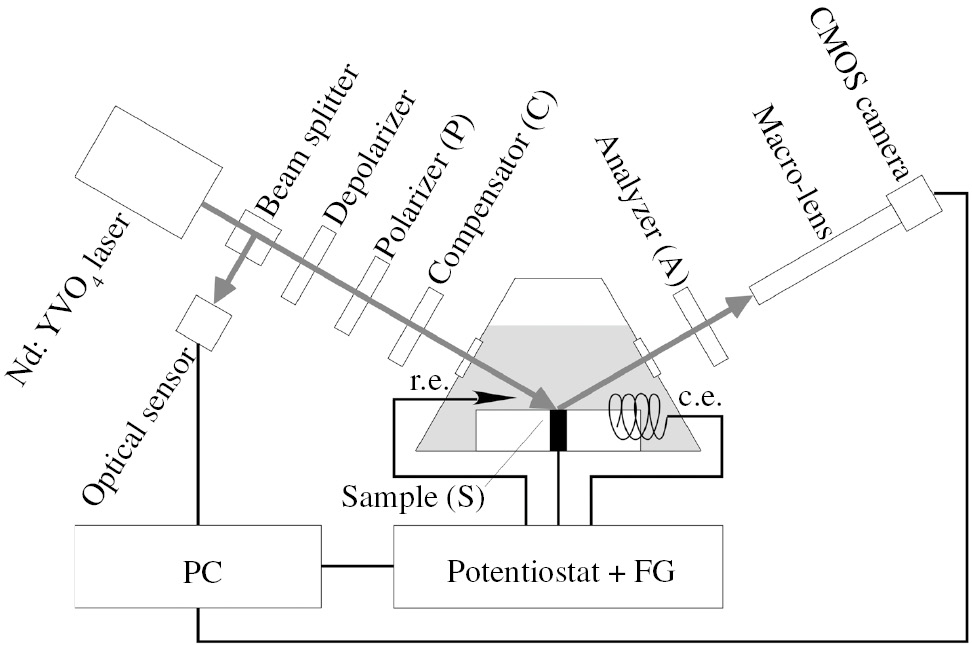 Figure 9: 
					Schematic set-up of the in situ ellipsomicroscope (Fushimi et al., 2014).
				