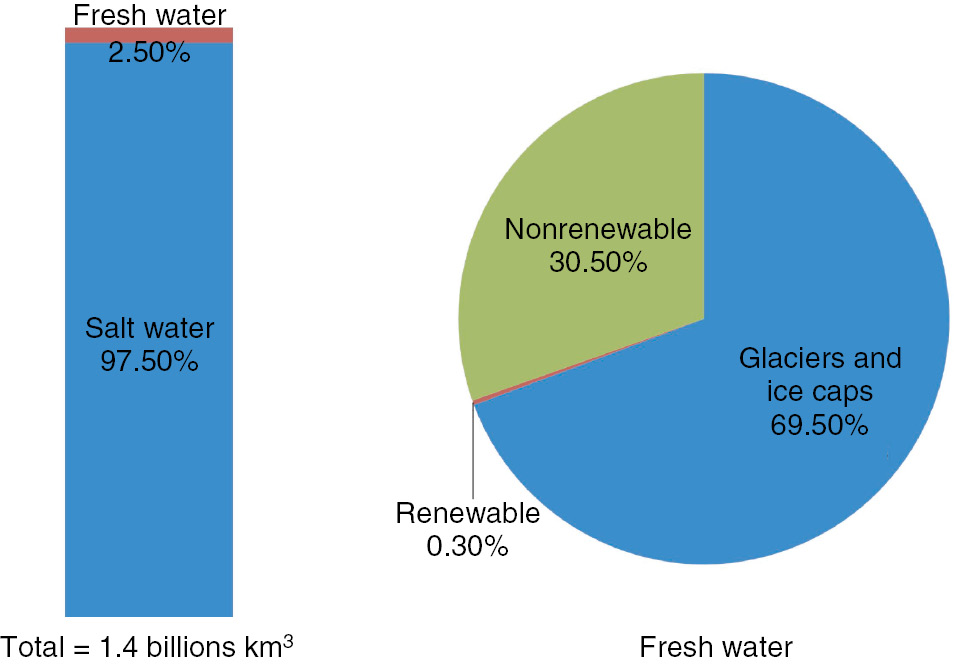 Figure 1: 
					Distribution of world water.
				