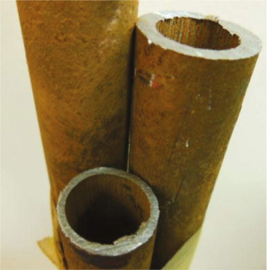 Figure 4: 
						Section of the tube with severe uniform corrosion and wall thickness reduction.
						Reprinted with permission from NACE International, from Xie et al. (2015).
					