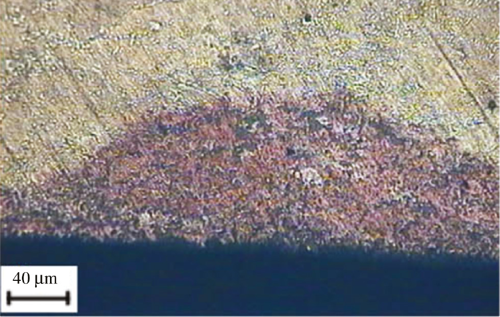 Figure 14: 
						De-zincification of the inner surface of a yellow brass tube.
						Reprinted from Ranjbar (2010), with permission from Elsevier.
					