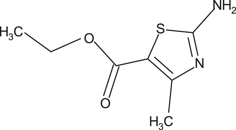 Figure 5: 
						Structure of ethyl-2- amino-4-methyl-1, 3-thiazole-5-carboxylate (Inh-5).
					