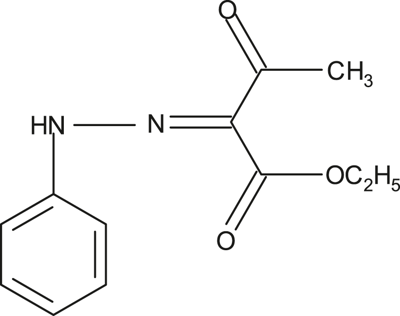 Figure 18: 
						Structure of ethyl-2-phenyl hydrozono-3-oxobutyrate (Inh-20).
					