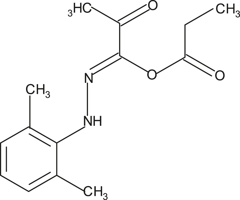 Figure 21: 
						Structure of propanol (1Z)-N-(2,6-dimethyl phenyl)-2-oxopropanehydrazonoate (Inh-23).
					