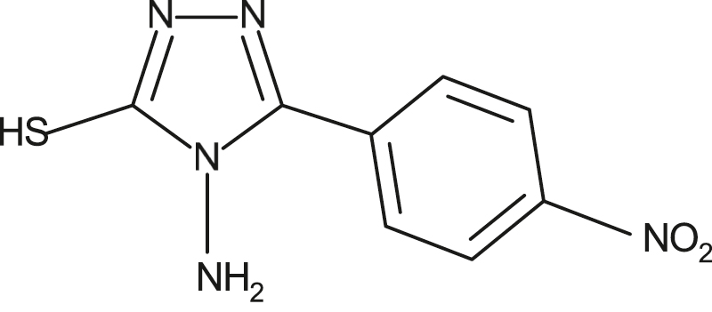 Figure 28: 
						Structure of 4-amino-5-(4-nitrophenyl)-4H-1,2,4-triazole-3-thiol (Inh-31).
					
